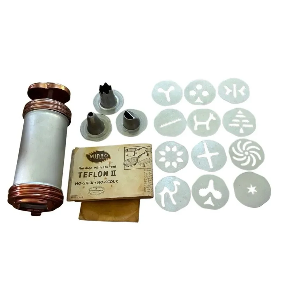 Vintage Small Mirro Cookie Press With Accessories
